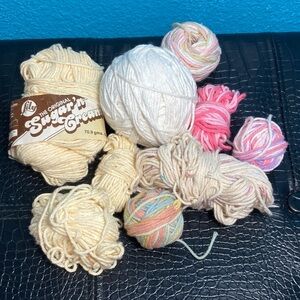 216g Cotton Yarn Bundle (72g cream + 70g white + 75 Assorted)